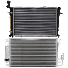 13129416 1autopowerstore Condenser Cooling Kit And Aluminum Radiator For Hyundai Tucson Kia Sportage 05-09