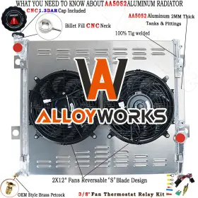 Alloyworks 040876438705 2 Row Radiator Shroud Fan For 2003-2009 Toyota 4runner Sr5 / Lexus Gx470 4.7l V8
