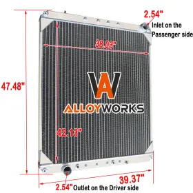 0437249p Alloyworks 3-row Radiator Fit 2008-2013 Freightliner Columbia Century Class L6