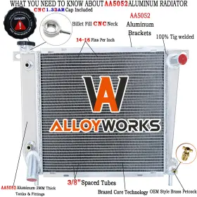 1164 Alloyworks Aluminum 2 Row Radiator For 1985-1994 1990 Ford Ranger Explorer Bronco Ii 4.0l