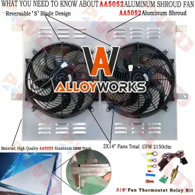 1165 Alloyworks Aluminum Radiator Shroud Fan Kits For 1983-1996 Ford F250 F350 F150 7.3l 6.9l V8