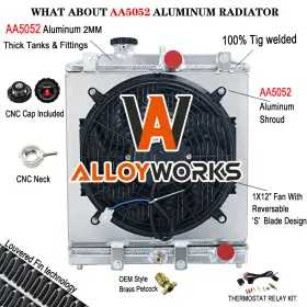 Alloyworks 1290 4 Row Radiator Shroud Fan Fits 92-2000 Honda Civic Ek Eg Sol Integra Db Dc