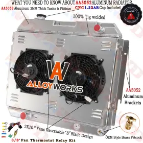 1291 Alloyworks 3row Radiator Shroud Fan For 75-1988 Ford E250 E350 Econoline Club Wagon 7.5l V8