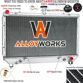 13142 Alloyworks 3 Row Aluminum Radiator For 2010 2011 Chevy Camaro Ss Coupe 6.2l V8