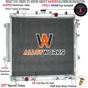 13251 Alloyworks 3 Row Aluminum Radiator For 2010-2022 2011 2012 2013 Toyota 4runner 4.0l V6 At