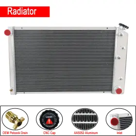 1605-370064 Alloyworks Cc162 4row Aluminum Radiator For 1970-87 Chevrolet Monte Carlo Camaro Malibu