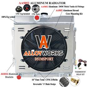 Alloyworks 1635 Cc1635 4 Row Radiator Shroud Fan For 1963-1968 Dodge Charger Dart Coronet V8 5.9l