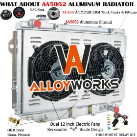 1640017060 Alloyworks 4row Radiator Shroud Fan Fit 90-98 Toyota Landcruiser Hzj80 Hdj80 4.2l 1hz 4.5l