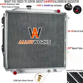 1640075180 Alloyworks 2 Row Radiator For 1996-2002 Toyota 4runner Sr5 Limited Sport Utility 3.4l 2.7l