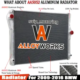 17117612954 Alloyworks Aluminum Radiator Fit Bmw 5 F10 F11 7 F01 F02 523i 528i 530i 730i 2009-2016