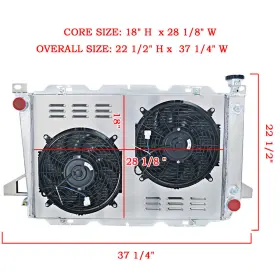 2480528 Alloyworks 4 Row Aluminum Radiator Shroud Fan For 1985-96 Ford F150/f250 F350 Bronco 4.9l