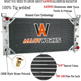 2537 Alloyworks Aluminum 3 Row Radiator For Chevy Silverado Gmc Sierra 2500 3500 Hd 8.1l 2001 02