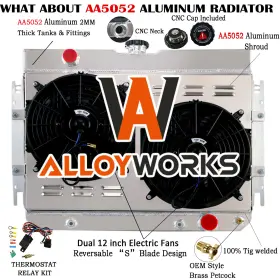 Dpi289 Alloyworks 289 Cc289 Cu289 Radiator Shroud Fan 4row Fit 63-68 64 67 Chevy Bel Air Impala El Camino Chevelle