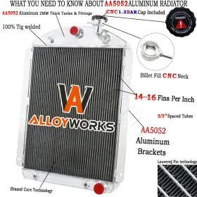 4146ch Alloyworks 4 Rows Aluminum Radiator For Chevy Truck Pickup Small Block V8 1941-1946