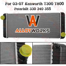 4210196 Alloyworks Radiator For 03-2007 Kenworth T300 T800 Peterbilt 330 335 340 12.5l 14.6l 14.9l