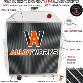 4252 Alloyworks 3 Row Radiator For 1942-1952 49 51 Ford F-series F1 F2 F3 F4 Pickup Engines