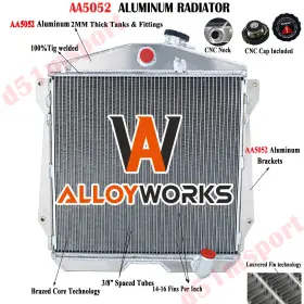 4348ch Alloyworks 4 Row Radiator For 1943-1948 Chevy Fleetline Fleetmaster Stylemaster 3.5l L6 Mt