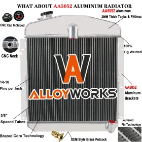 4749 Alloyworks 3 Row Aluminum Radiator For 1947-1949 48 Plymouth Chrysler P15 Deluxe Pickup