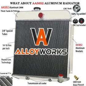 4950 Alloyworks 4 Row Aluminum Radiator For 1949-50 Plymouth Deluxe Suburban Base 20 Inch H