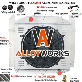 2r14 Alloyworks 4952 3 Row Radiator Shroud Fan Relay For 1949-52 Studebaker 2r5 2r6 2r10 2r11 Mt