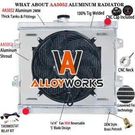 51013 Alloyworks 945 3 Row Radiator Shroud Fan For 1984-1995 Toyota Pickup 4runner 2.4l Mt