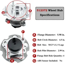 512372 Alloyworks 1pc 2wd Rear Wheel Hub And Bearing Assembly Fits 2006-2012 Toyota Rav4