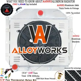5157 Alloyworks 4row Radiator Shroud Fan For 51-1957 International Harvester L-r-s Series Truck