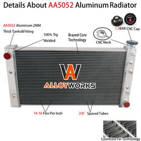 Alloyworks 52450021 3 Row Aluminum Radiator Fit 1982-94 Chevrolet S10 Gmc S15 Jimmy Sbc 350 Swap#681