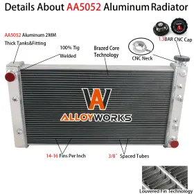 52450021 Alloyworks 3 Row Aluminum Radiator Fit 1982-94 Chevrolet S10 Gmc S15 Jimmy Sbc 350 Swap#681