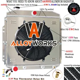 5356 Alloyworks 3 Row Radiator Shroud Fan For 1953-1956 Ford F100 F250 F350 Pickup L6 V8 1955
