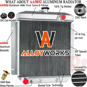 5456 Alloyworks 4 Row Aluminum Radiator For 1954 1955-1956 Ford Customline Club Country Sedan V8