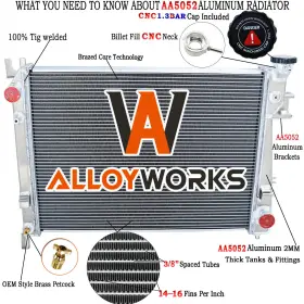 55056682ac Alloyworks 2 Row Aluminum Radiator For 2004-2009 Dodge Ram 1500 2500 3500 Slt 5.7l Hemi