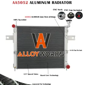 55116849ac Alloyworks For 2005-2010 Jeep Commander Grand Cherokee 3.7/4.7/6.1 3-row Aluminum Radiator