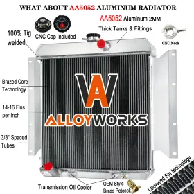 D-100 Alloyworks 6169 3 Row Aluminum Radiator For 1961-1969 Dodge Pickup 2.8l 3.7l L6 Engine