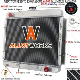 6267 Alloyworks Aluminum 4 Row Radiator For 1962-1967 1966 Chevy Nova Ss Ii 2.5l 4.6l V8