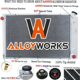 Sbr716 Alloyworks 716 4 Row 70mm Radiator For 1973-1987 Chevy C10 C20 C30 K10 K20 Pickup 5.7l 7.4l V8