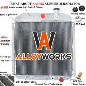 8559 Alloyworks 4 Row Aluminum Radiator For 1955-1959 56 Gmc Truck 4.4l 5.2l 5.3l 5.7l 6.1l