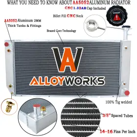 Ec2791 Alloyworks Ae2791 4 Row Radiator For 2004-2016 Chevy Express 2500 3500 Van 4.3l 4.8l 6.0l 6.6l