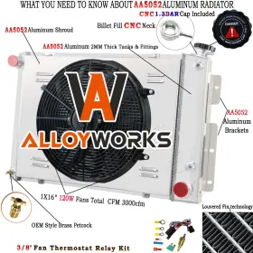 Ae370 Alloyworks 4 Rows Radiator Shroud Fan For 1967-1969 Chevy Camaro / Pontiac Firebird 23ftft
