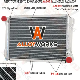 Ae6474 Alloyworks Aluminum 3 Row Radiator For Mg Midget 1275cc 1.3l L4 Gas Mt 1967 1968 1969-1974