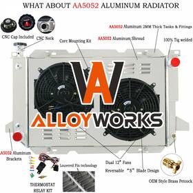 Alloyworks Am-31595185 3 Rows Radiator Shroud Fan Relay For 1983-1997 Ford F150 F250 F350 5.8l 7.5l V8
