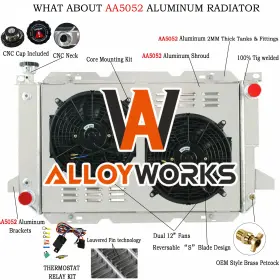 Am-31595185 Alloyworks 3 Rows Radiator Shroud Fan Relay For 1983-1997 Ford F150 F250 F350 5.8l 7.5l V8