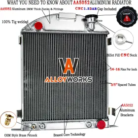 Cc2829ch Alloyworks 4 Row Radiator For Ford Model A Chevy Engine Configuration 1928 1929