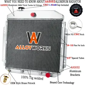 Cc5760ch Alloyworks Aluminum 4 Row Radiator For 1957-1960 Ford F-100 5.4l Chevy Engine Configuration