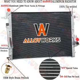 Cu13230 Alloyworks Aluminum 2 Row Radiator For 2011-2016 Ford F250 F350 F450 F550 Super Duty 6.7l