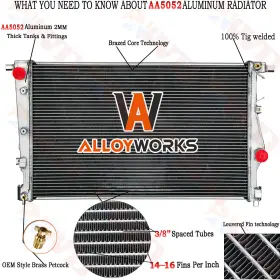 Cu13401 Alloyworks Aluminum 2 Row Radiator For 2014-18 2017 Jeep Cherokee Sport 2.4l L4 3.2l V6 Gas