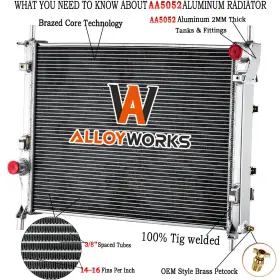 Cu13486 Alloyworks 3 Rows Radiator For 2015-2017 Ford Mustang 3.7l/ 2015-2022 5.0l/ 2015-2020 5.2l