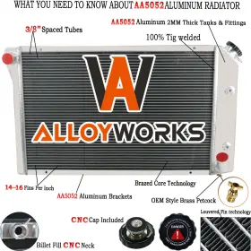 Kks718 Alloyworks Cu718 Cc718 4 Row Aluminum Radiator For Chevy Chevrolet Corvette 350cu 5.7l V8 Gas 1977-1982