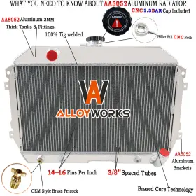 Dpi110 Alloyworks 4 Row Aluminum Radiator For 1970-1975 Nissan Datsun 240z 260z S30 L6 2.4l 2.6l