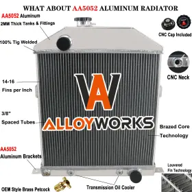 Dpi46fd Alloyworks 4 Row Radiator For 1942-1948 1945 1946 1947 Ford Coupe Deluxe Mercury Chevy V8